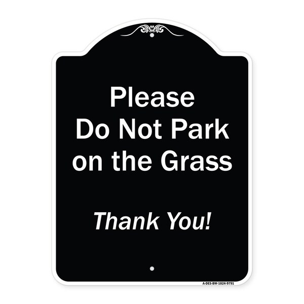 Designer Series-Please Do Not Park On The Grass Thank You!, 24" x 18", BW-1824-9791